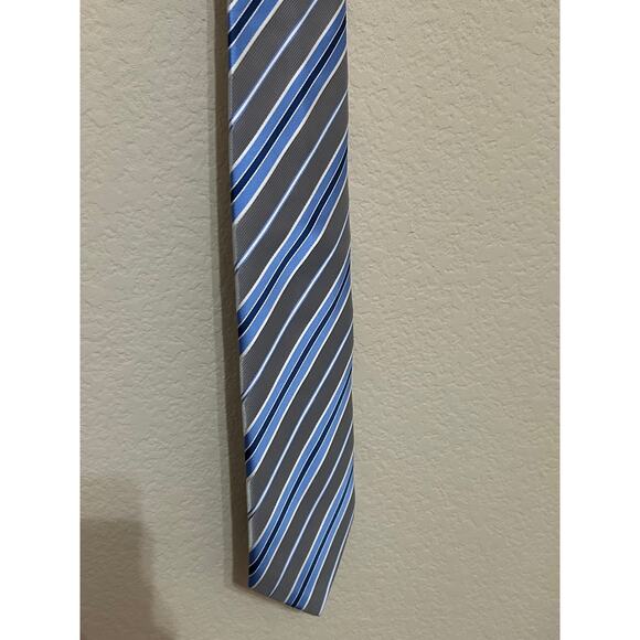 Dolce & Gabbana Tie Silver Blue Stripes Silk Necktie Designer Luxury Formal - Picture 4 of 8
